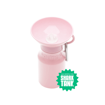Travel Water Bottle for Dogs (15oz) - Cotton Candy Pink Bowl Springer