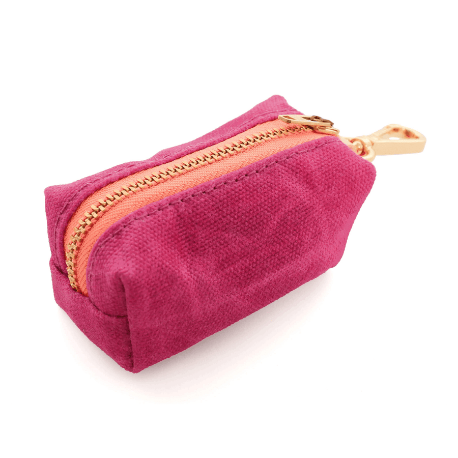 Hot Pink/Peach Waxed Canvas Leash Bag Leash Accessories The Foggy Dog 