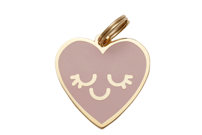 Smiling Heart Enamel Charm / ID Tag (Free Custom Engraving) Charms Two Tails