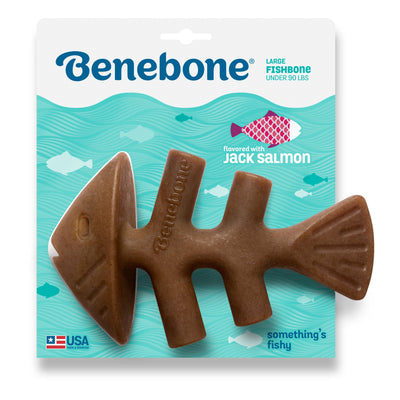 Benebone Jack Salmon Fishbone Real Fish Flavored Dog Chew Toy Toy Benebone Large
