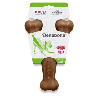 Benebone Real Flavor Wishbone Dog Chew Toy - Real Bacon Toy Benebone Large