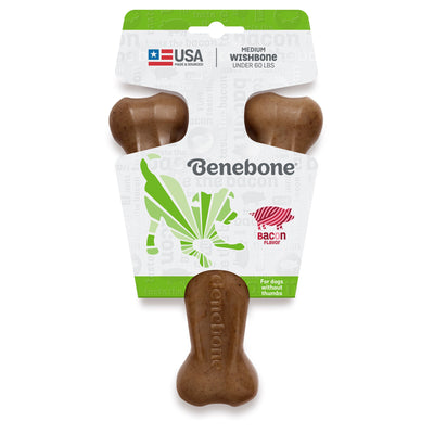 Benebone Real Flavor Wishbone Dog Chew Toy - Real Bacon Toy Benebone Medium