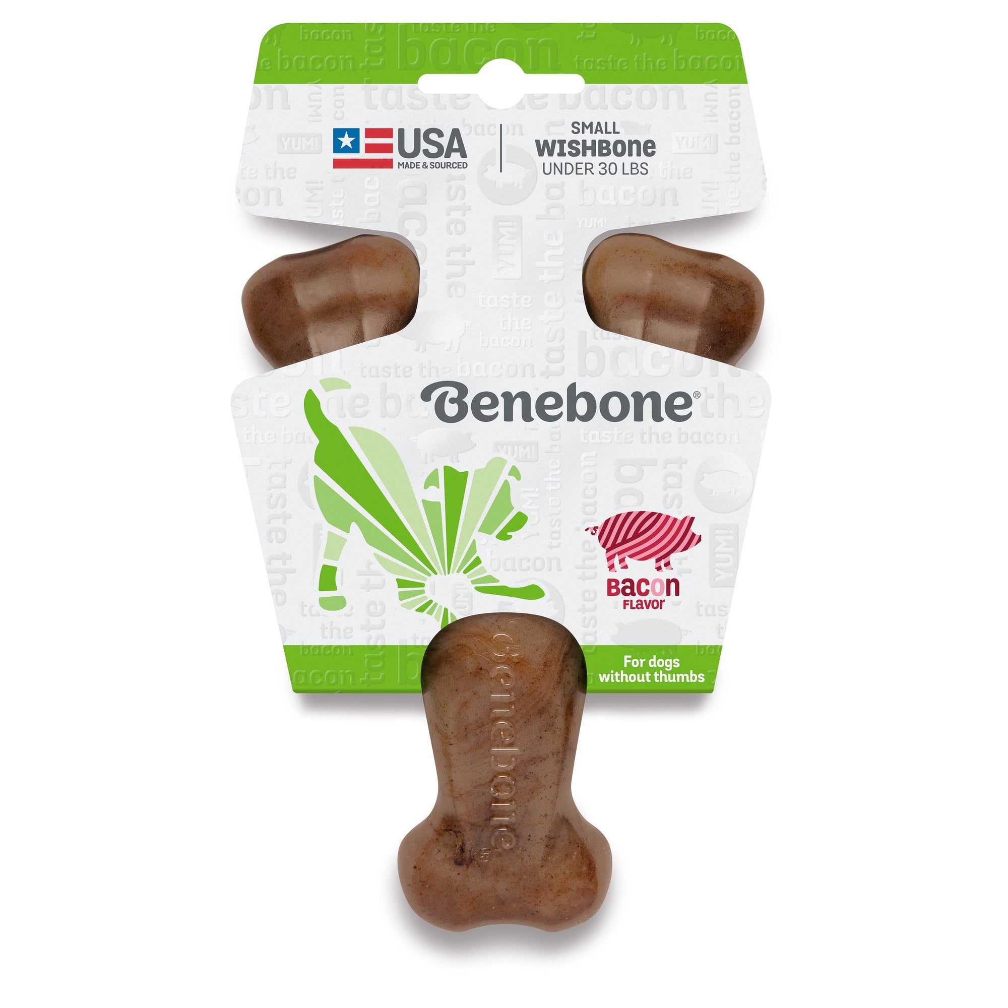 Benebone Real Flavor Wishbone Dog Chew Toy - Real Bacon Toy Benebone Small