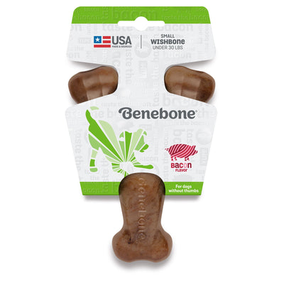 Benebone Real Flavor Wishbone Dog Chew Toy - Real Bacon Toy Benebone Small