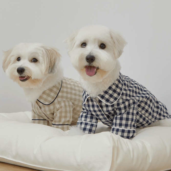 Check Pajama Shirt - Navy Clothing Small Stuff