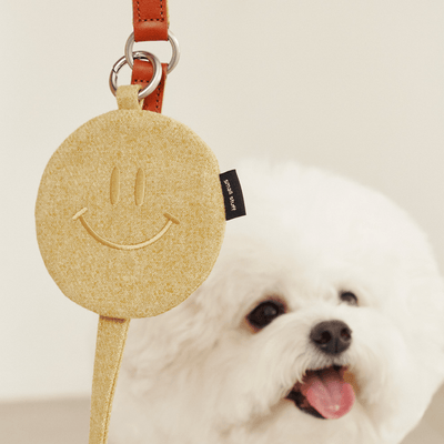 Smiley Poop Bag Holder Charm - Mustard Yellow Leash Accessories Small Stuff