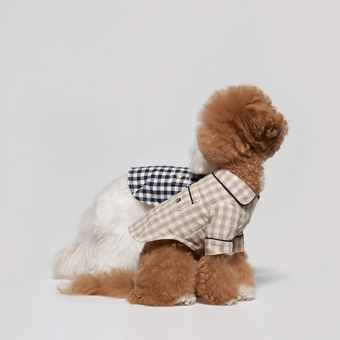 Check Pajama Shirt - Oatmeal Clothing Small Stuff