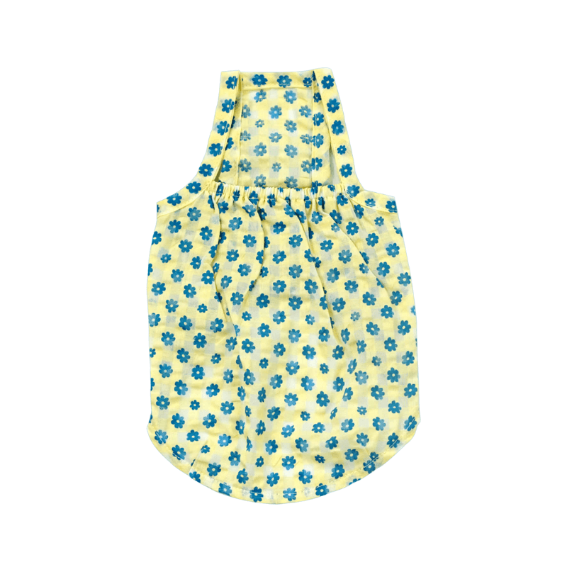 Flower Checkered Tank Top - Yellow