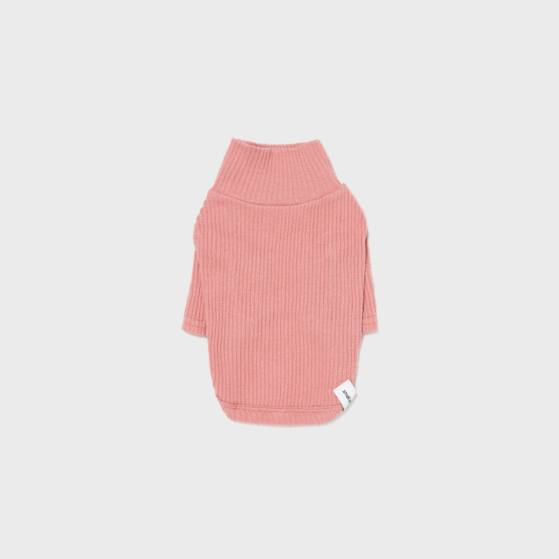 Ribbed Turtleneck Shirt - Pink