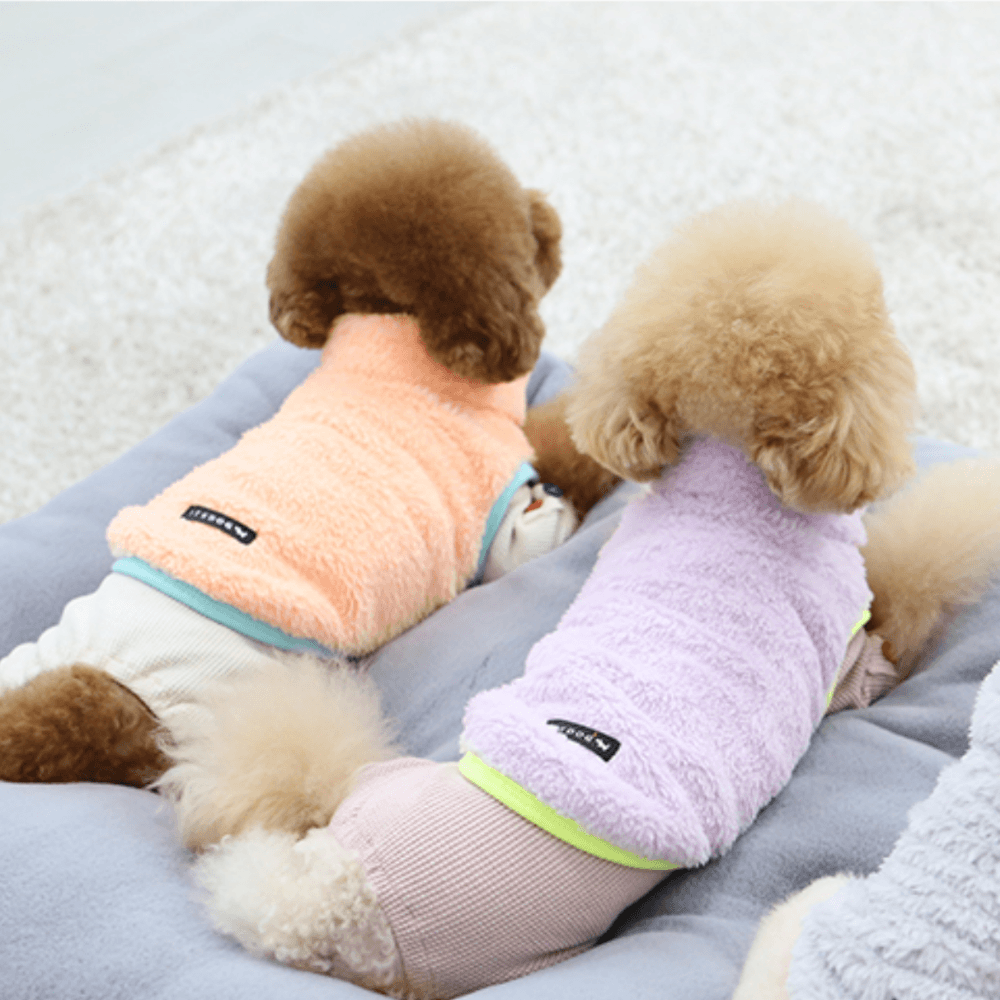 Neon Boa Fleece Vest - Peach Clothing ITS DOG