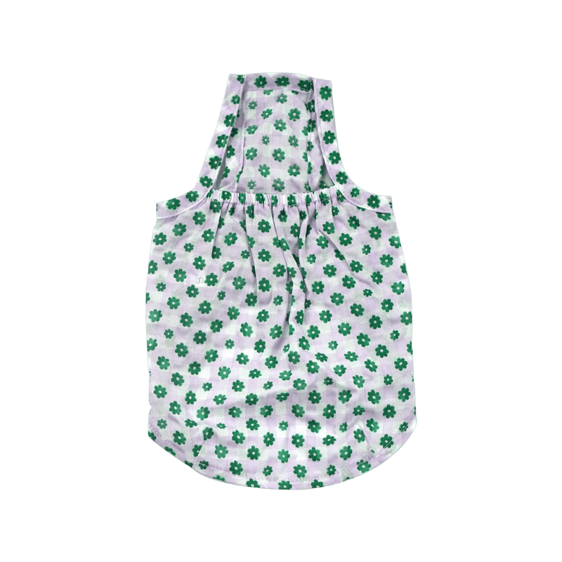 Flower Checkered Tank Top - Purple