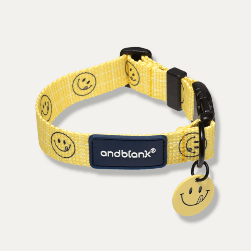 Smiley Face Dog Collar - Yellow