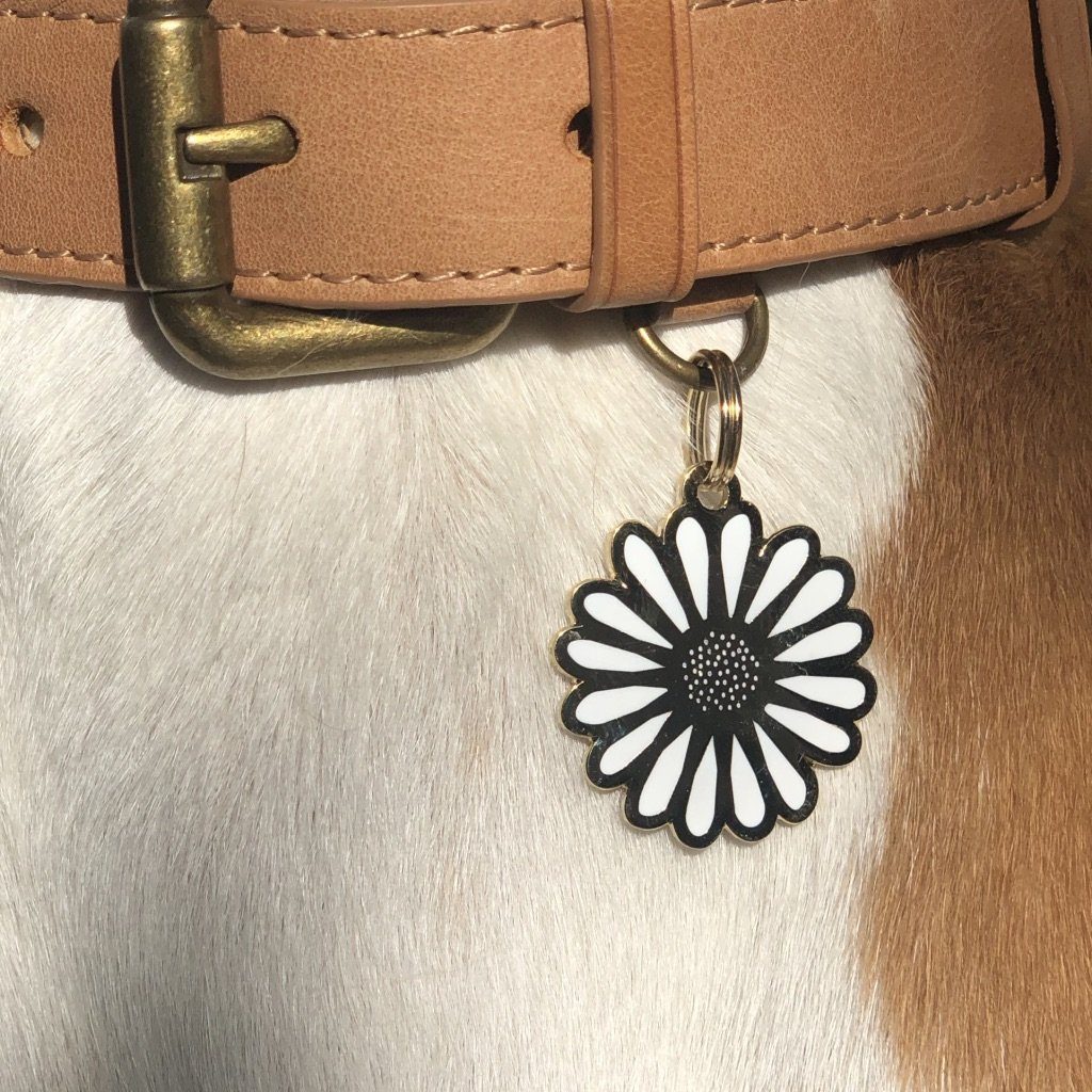 Daisy Enamel Charm / ID Tag (Free Custom Engraving) Charms Two Tails