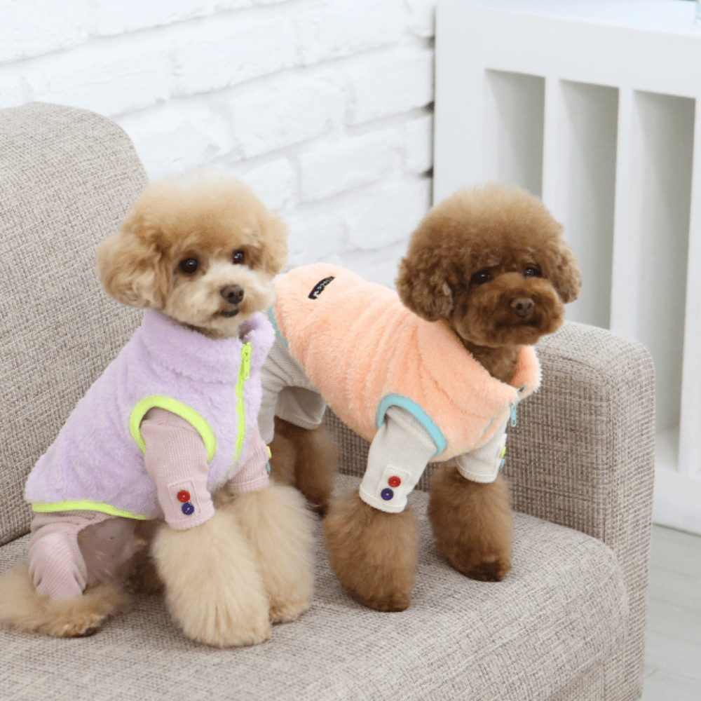 Neon Boa Fleece Vest - Peach - Spotted By Humphrey