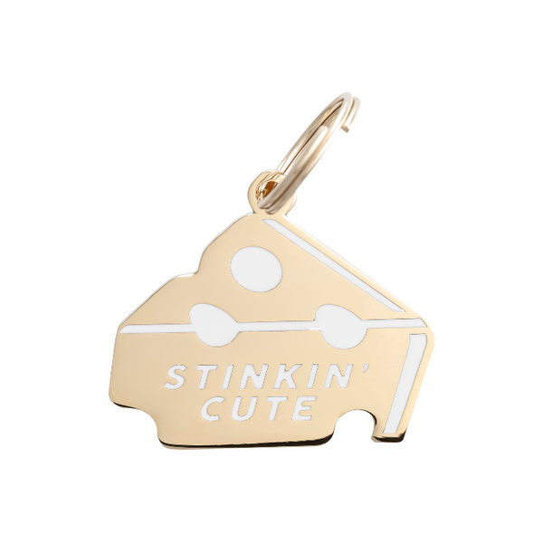 Stinkin' Cute Cheese Enamel Charm / ID Tag (Free Custom Engraving) Charms Two Tails