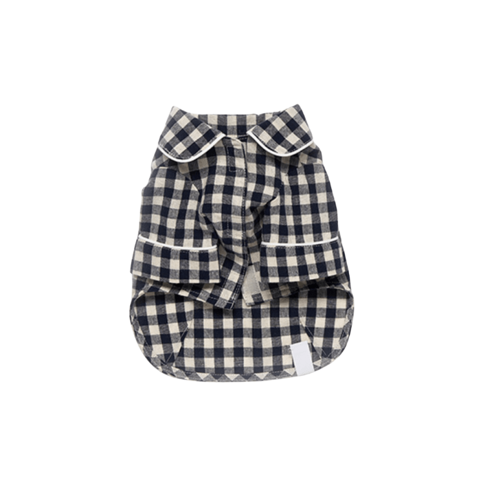 Check Pajama Shirt - Navy Clothing Small Stuff 