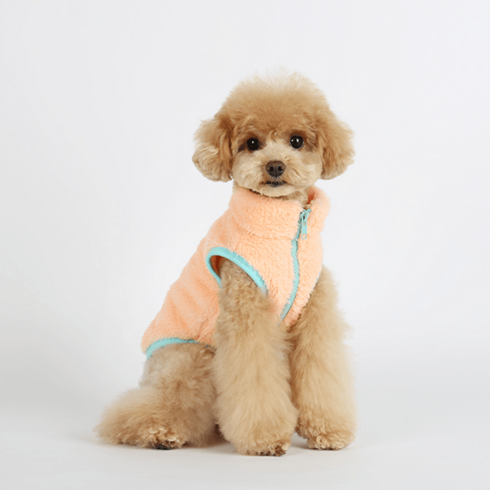 Neon Boa Fleece Vest - Peach Clothing ITS DOG