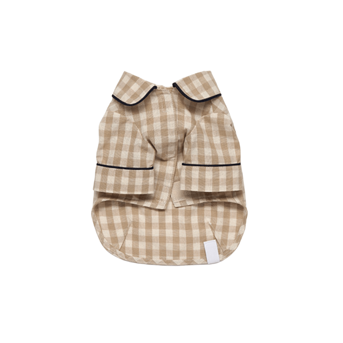 Check Pajama Shirt - Oatmeal Clothing Small Stuff