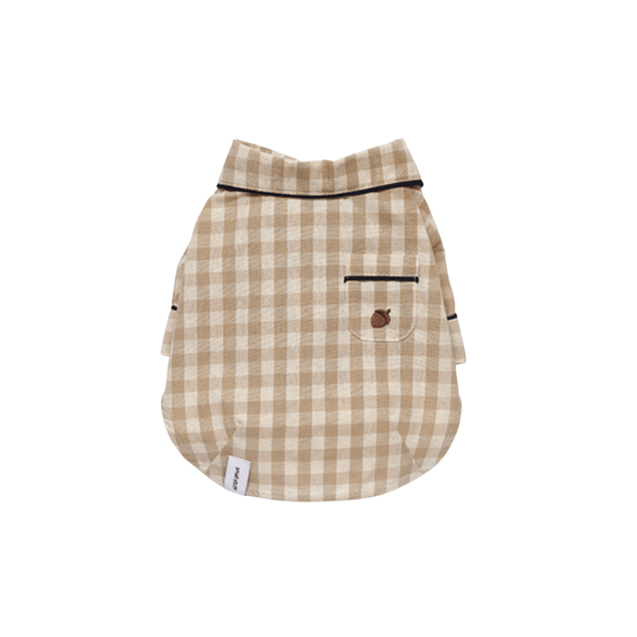 Check Pajama Shirt - Oatmeal Clothing Small Stuff
