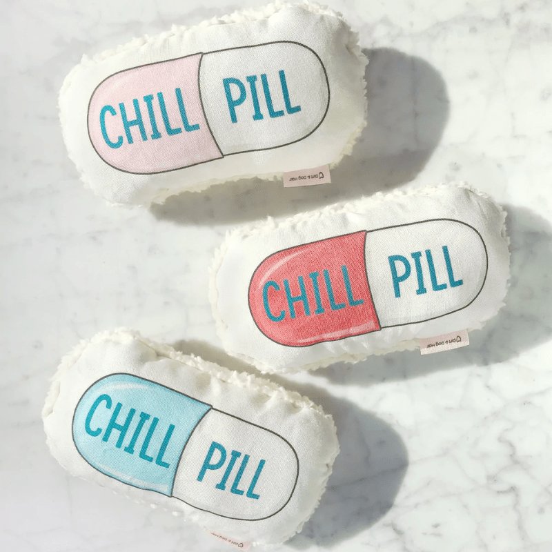Chill Pill - Eco-friendly Canvas Dog Toy Purple Toy Dirt & Dog Hair 