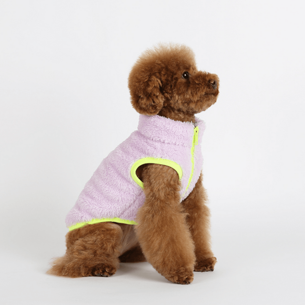Neon Boa Fleece Vest - Lilac Clothing ITS DOG