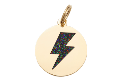Lightning Bolt Enamel Charm / ID Tag (Free Custom Engraving) Charms Two Tails
