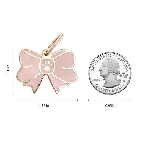 Pink Bow Tie Enamel Charm / ID Tag (Free Custom Engraving) Charms Two Tails