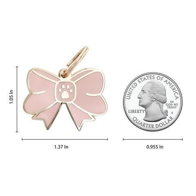 Pink Bow Tie Enamel Charm / ID Tag (Free Custom Engraving) Charms Two Tails