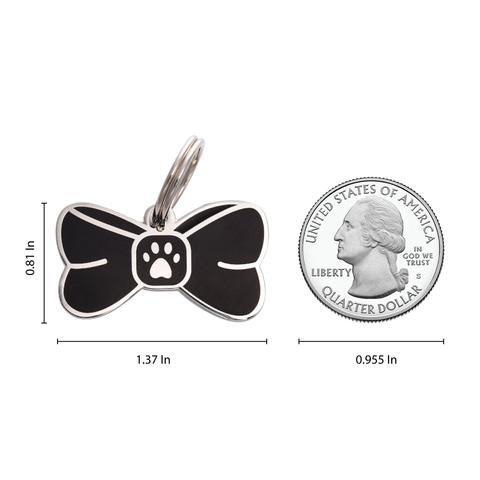 Black Bow Tie Enamel Charm / ID Tag (Free Custom Engraving) Charms Two Tails