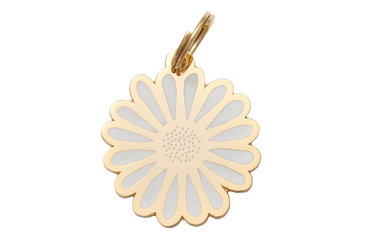 Daisy Enamel Charm / ID Tag (Free Custom Engraving)