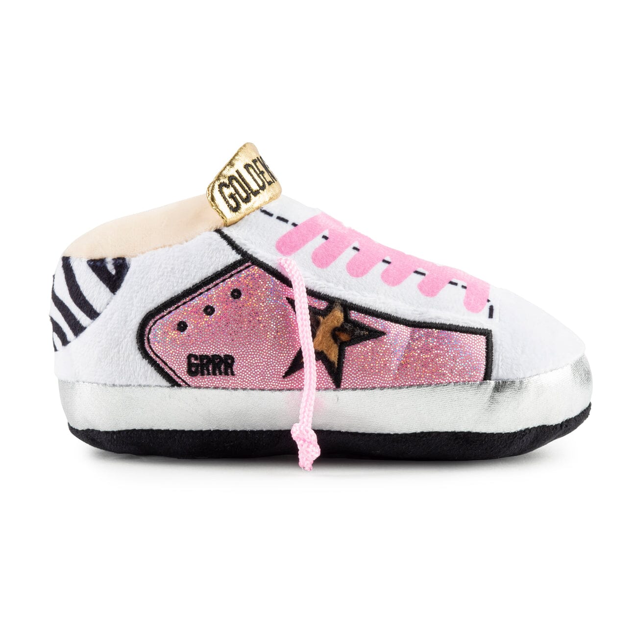 Golden Pooch Sneaker Dog Toy - Pink Zebra Toy Haute Diggity Dog