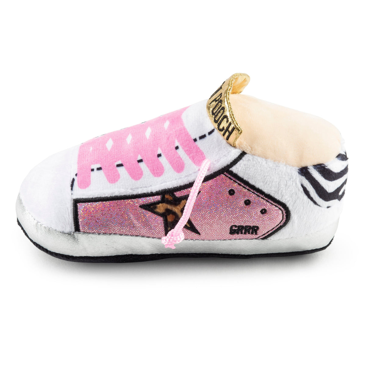 Golden Pooch Sneaker Dog Toy - Pink Zebra