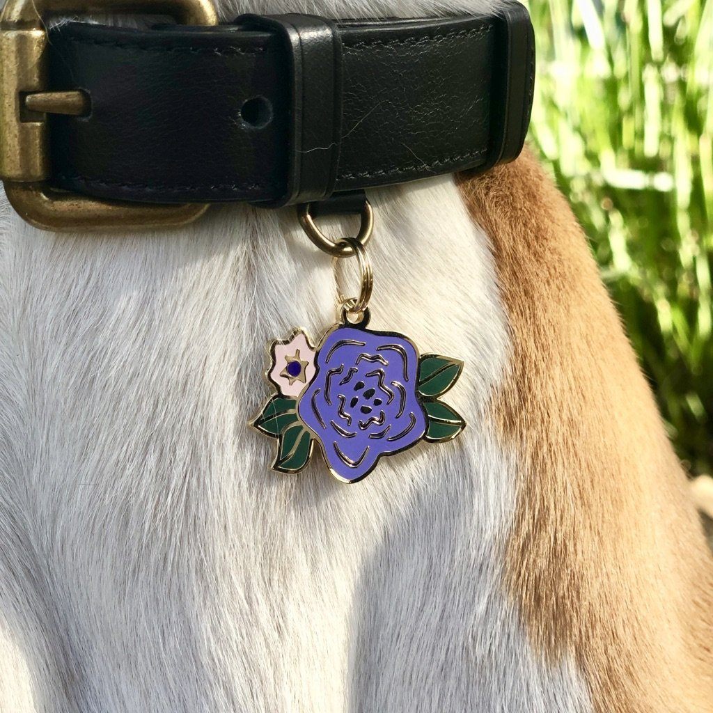 Wild Flower Enamel Charm / ID Tag (Free Custom Engraving) Charms Two Tails