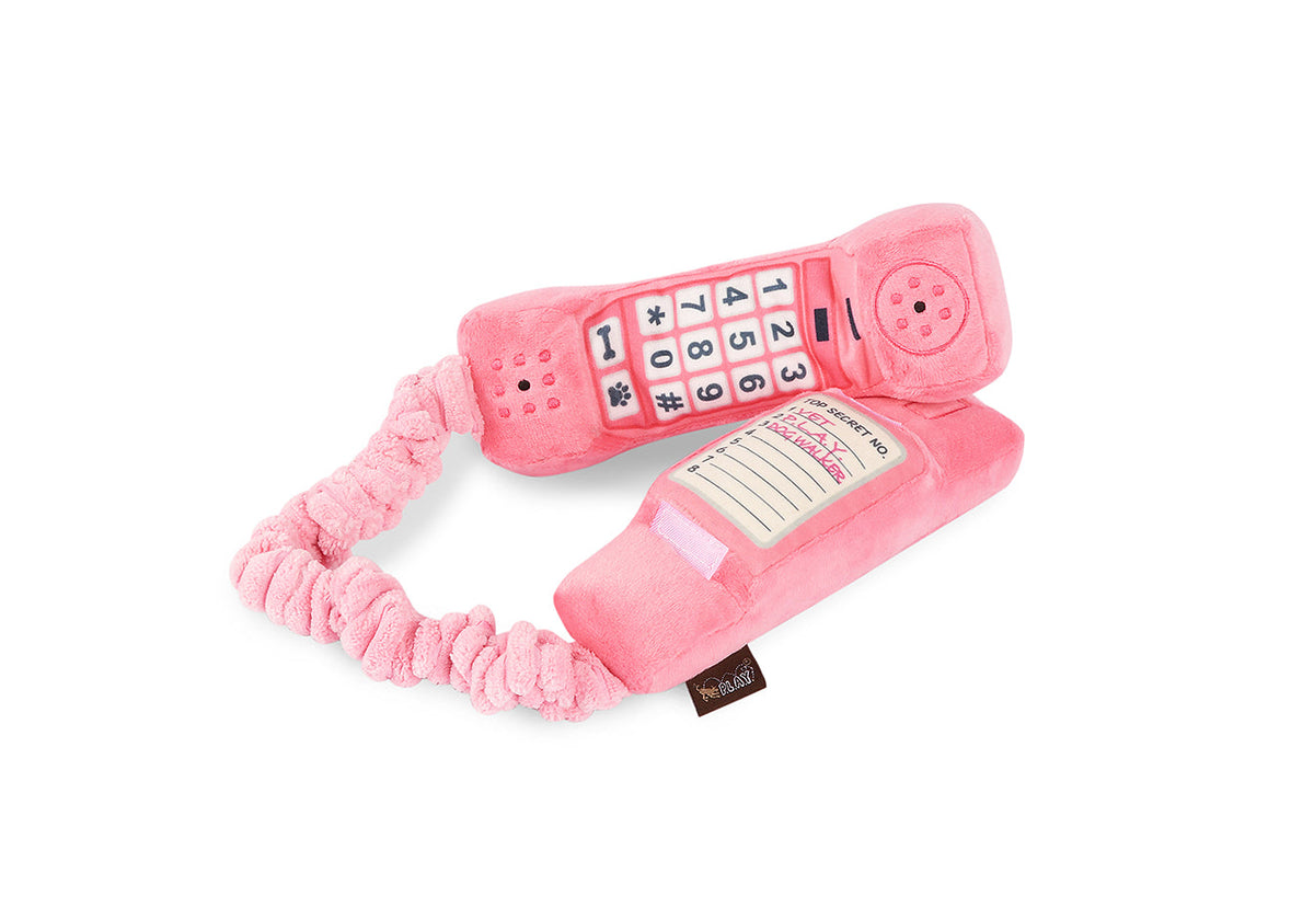 80s Classic Dog Toy - Paw Talk Pink Corded Phone
