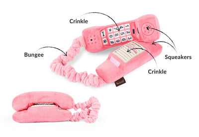 80s Classic Dog Toy - Paw Talk Pink Corded Phone Toy P.L.A.Y.