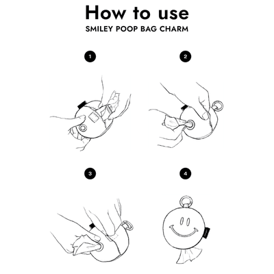 Smiley Poop Bag Holder Charm - Gray Leash Accessories Small Stuff
