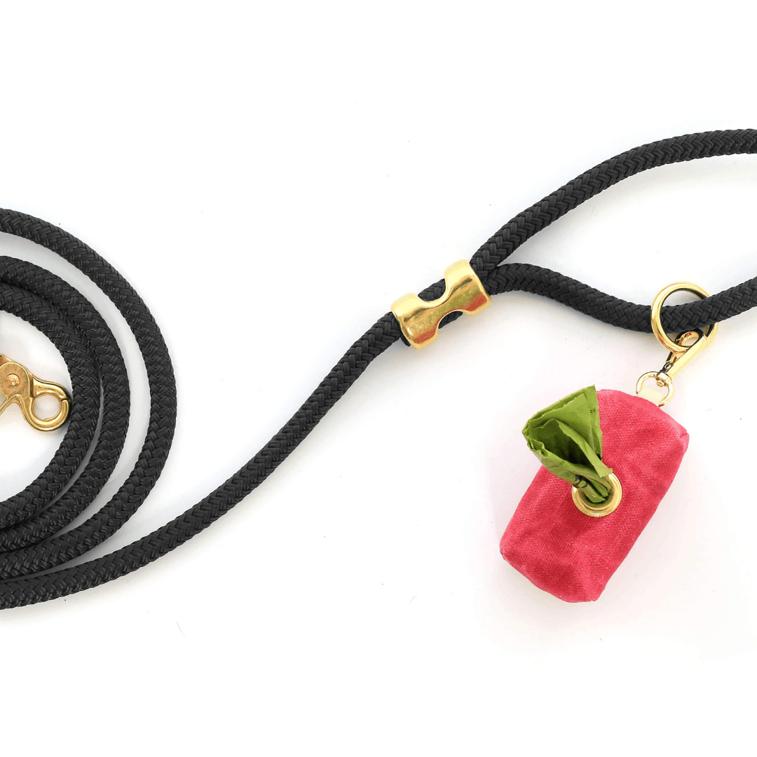 Hot Pink/Peach Waxed Canvas Leash Bag Leash Accessories The Foggy Dog