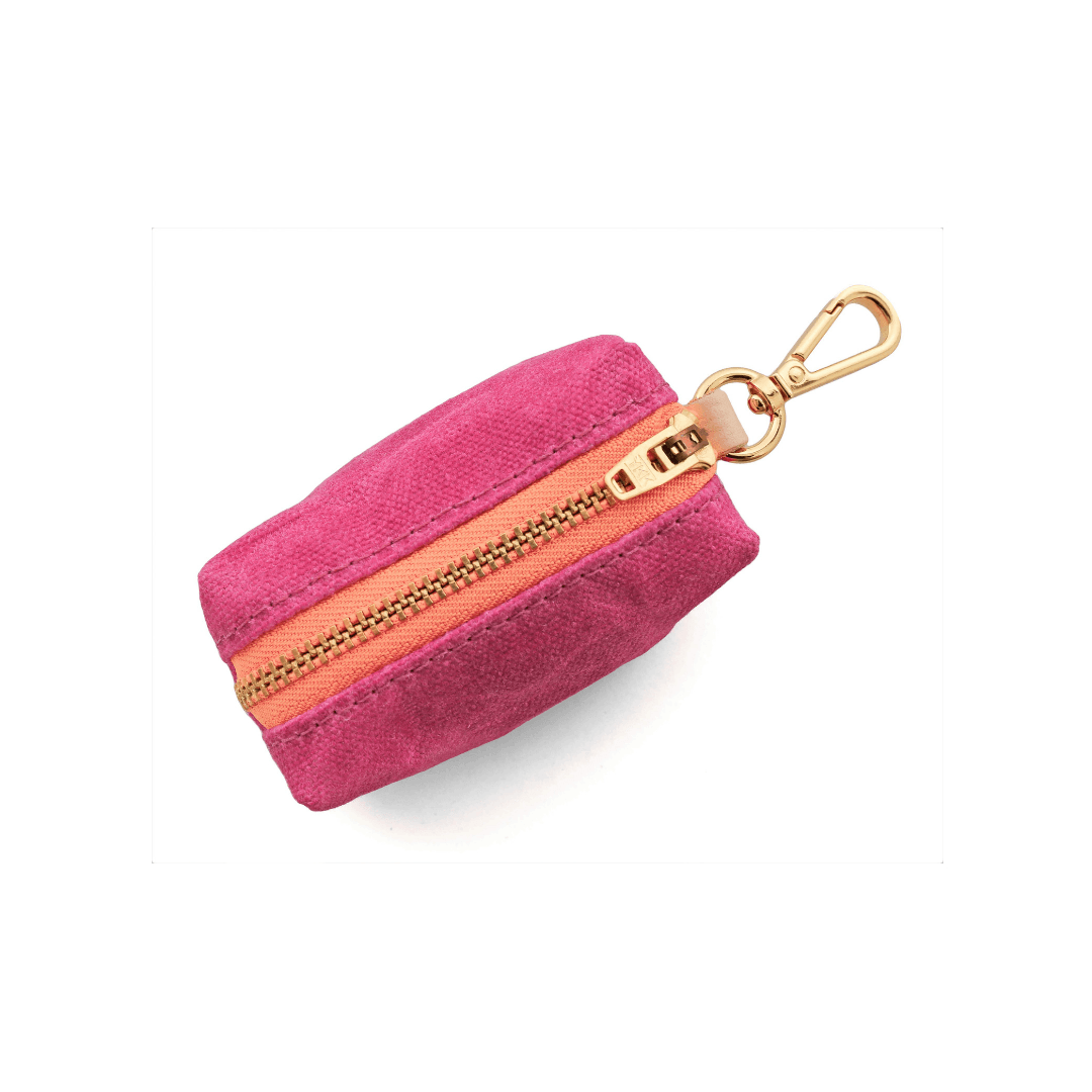 Hot Pink/Peach Waxed Canvas Leash Bag Leash Accessories The Foggy Dog