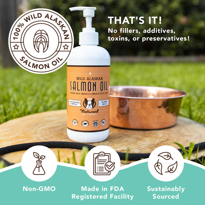 Wild Alaskan Salmon Oil Healthy Skin & Coat Supplement Grooming Natural Dog Company 