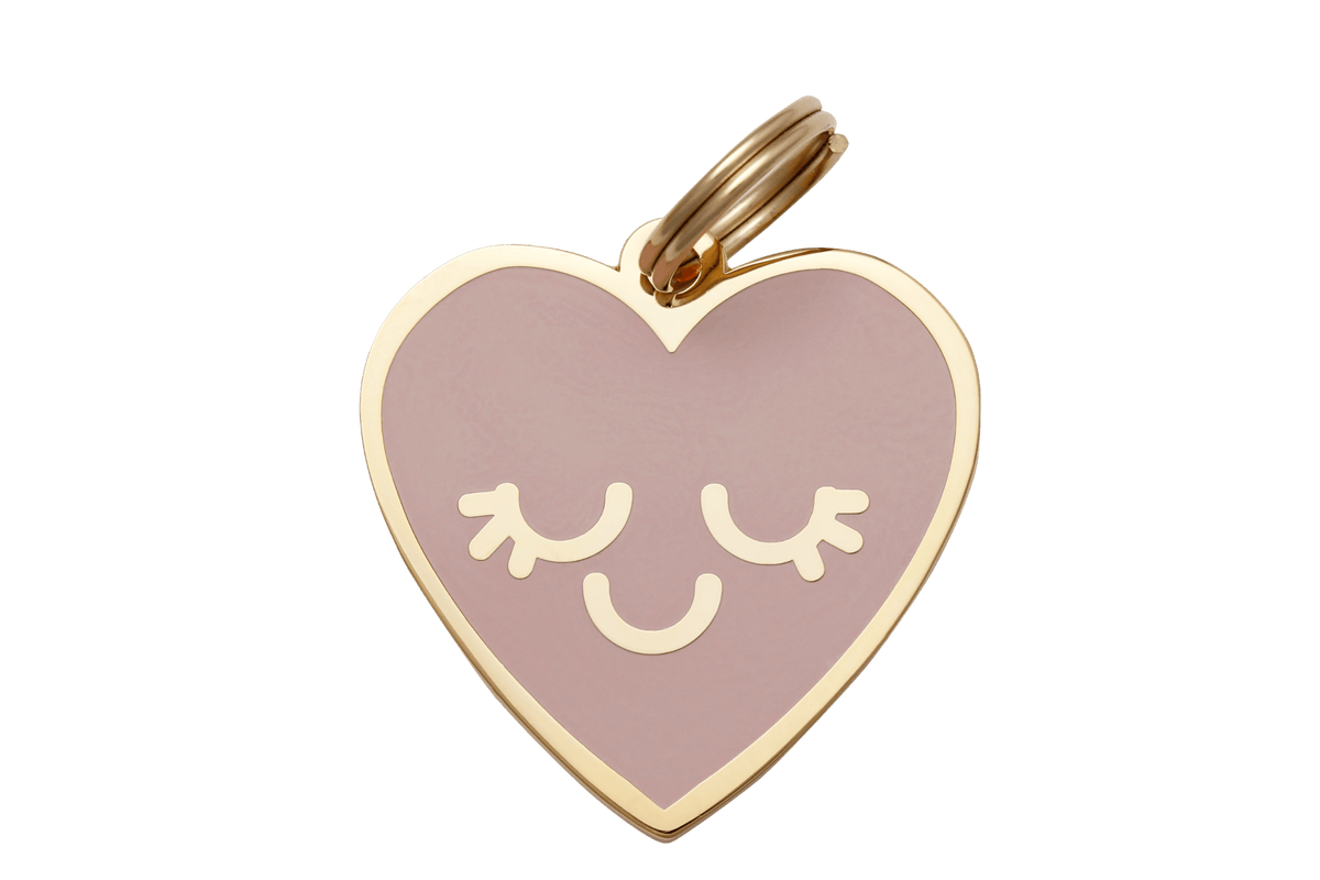Smiling Heart Enamel Charm / ID Tag (Free Custom Engraving)