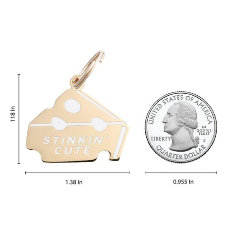 Stinkin' Cute Cheese Enamel Charm / ID Tag (Free Custom Engraving) Charms Two Tails