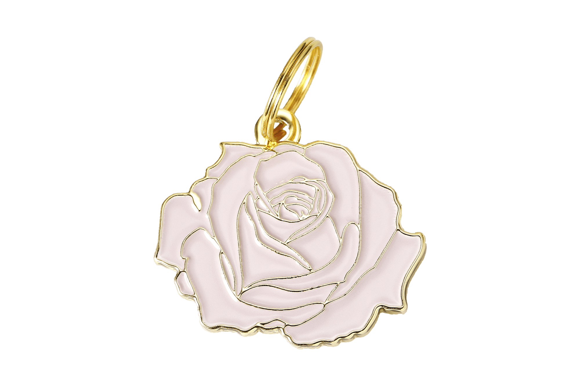 Pink Rose Enamel Charm / ID Tag (Free Custom Engraving) Charms Two Tails