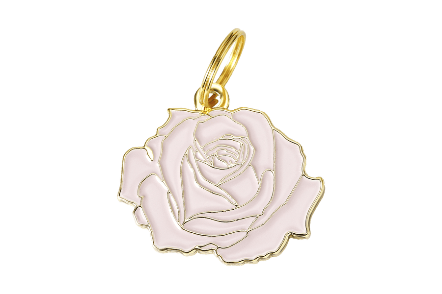 Pink Rose Enamel Charm / ID Tag (Free Custom Engraving) Charms Two Tails 