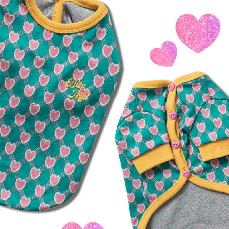 Preppy Hearts Cardigan - Peacock Green Clothing Bite Me