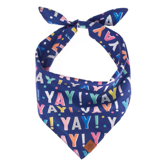 Birthday Yay Navy Dog Bandana (Reversible) Bandana The Foggy Dog