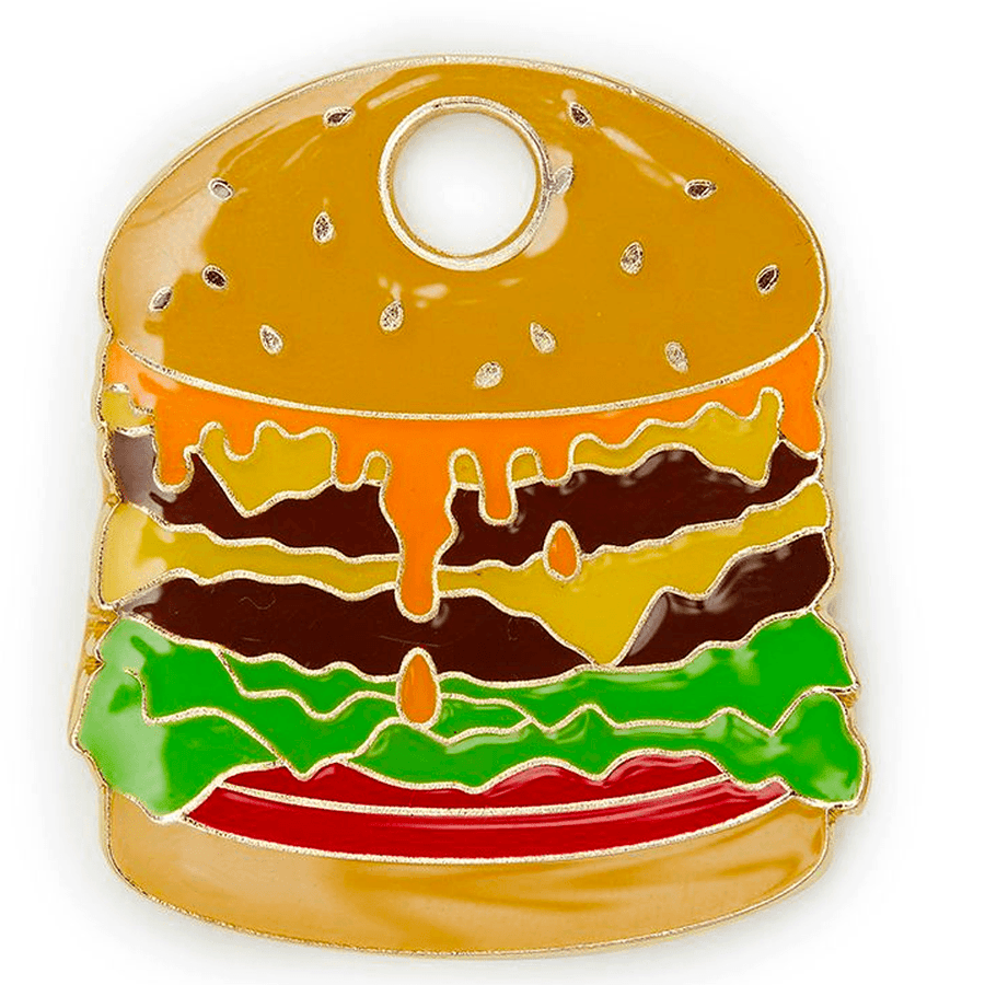 Hamburger ID Tag (Free Custom Engraving!) Charms Trill Paws 