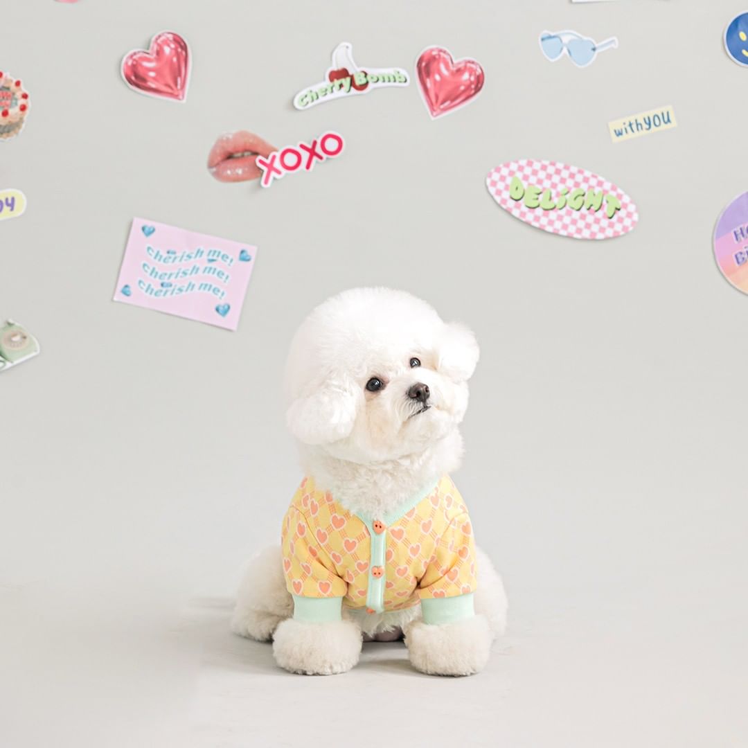 Preppy Hearts Cardigan - Yellow Clothing Bite Me