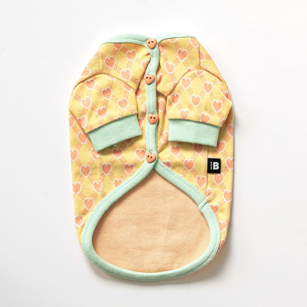 Preppy Hearts Cardigan - Yellow Clothing Bite Me