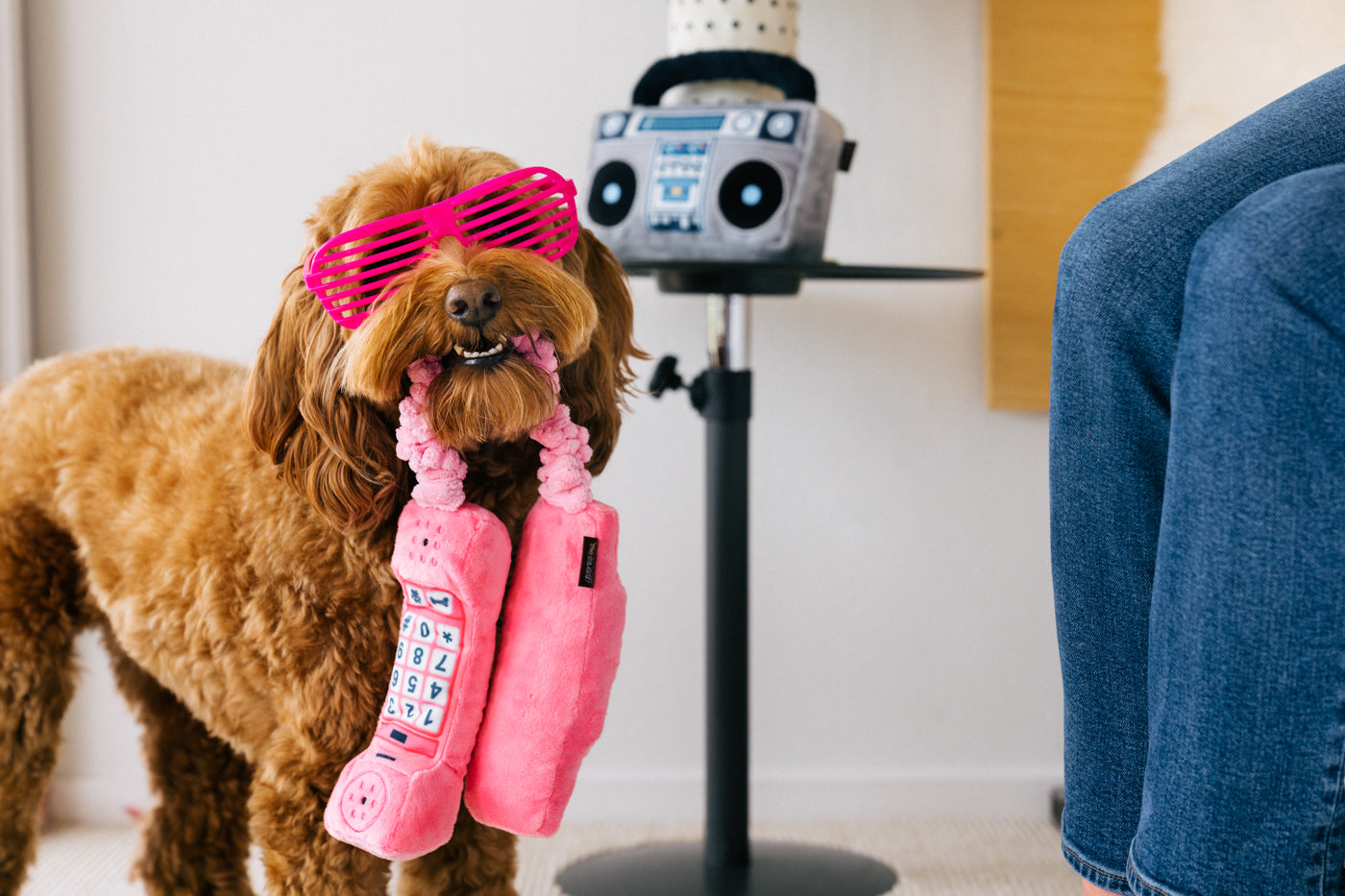 80s Classic Dog Toy - Paw Talk Pink Corded Phone Toy P.L.A.Y.