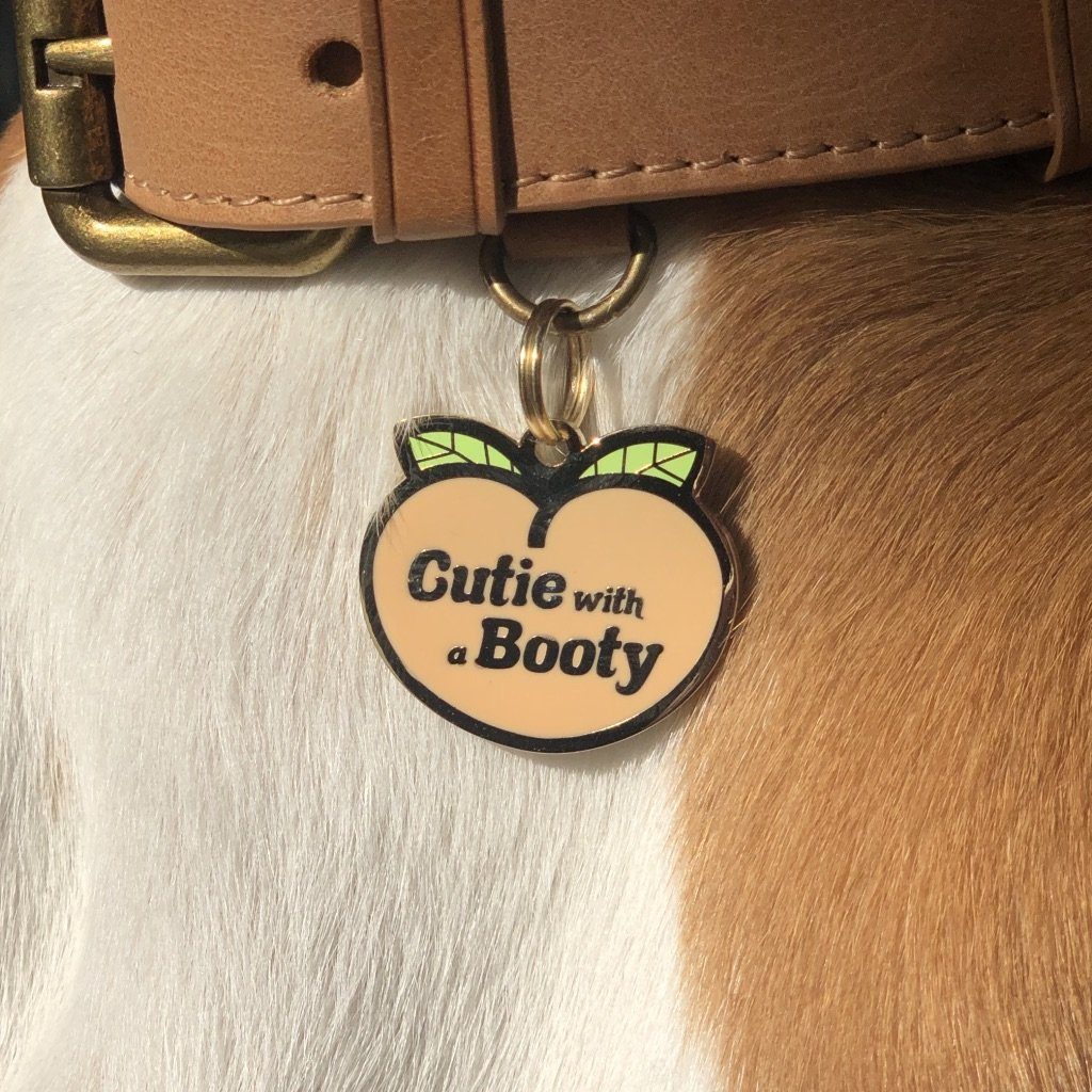 Cutie with a Booty Enamel Charm / ID Tag (Free Custom Engraving) Charms Two Tails